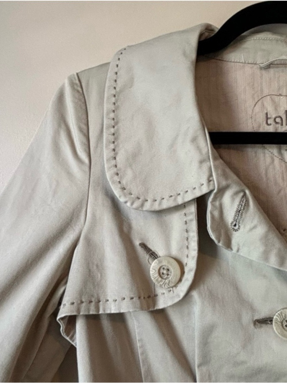 Talula Sz S Cotton Fall Decorative Khaki Trench Coat By Aritzia - Picture 4 of 13